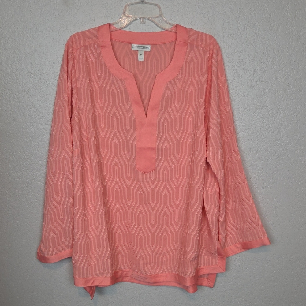 Dana Buchman Peach Plus Size Tunic 2X